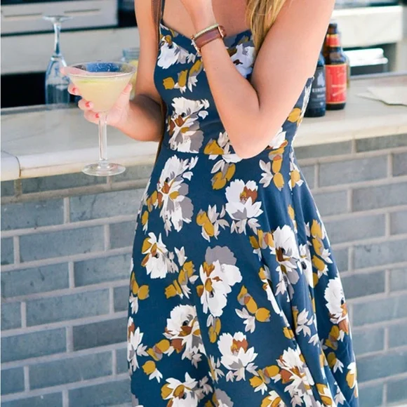 slim fit dress slacks Fit & Flare Floral Smocked Midi Cami Dress for Women main image 1